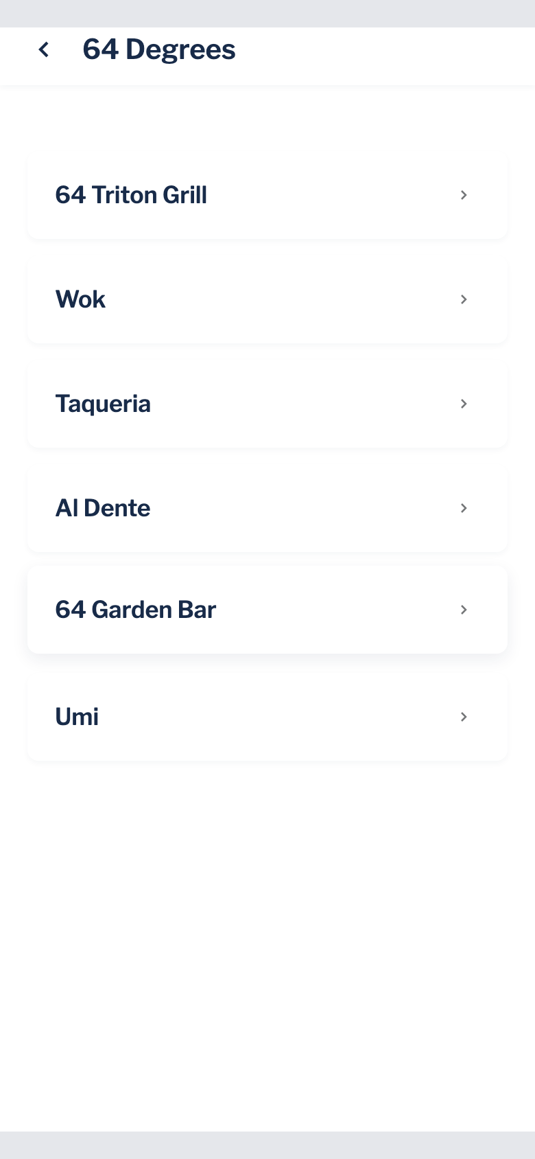 Triton Mobile Order prototype — 64 Degrees menu with dietary tags