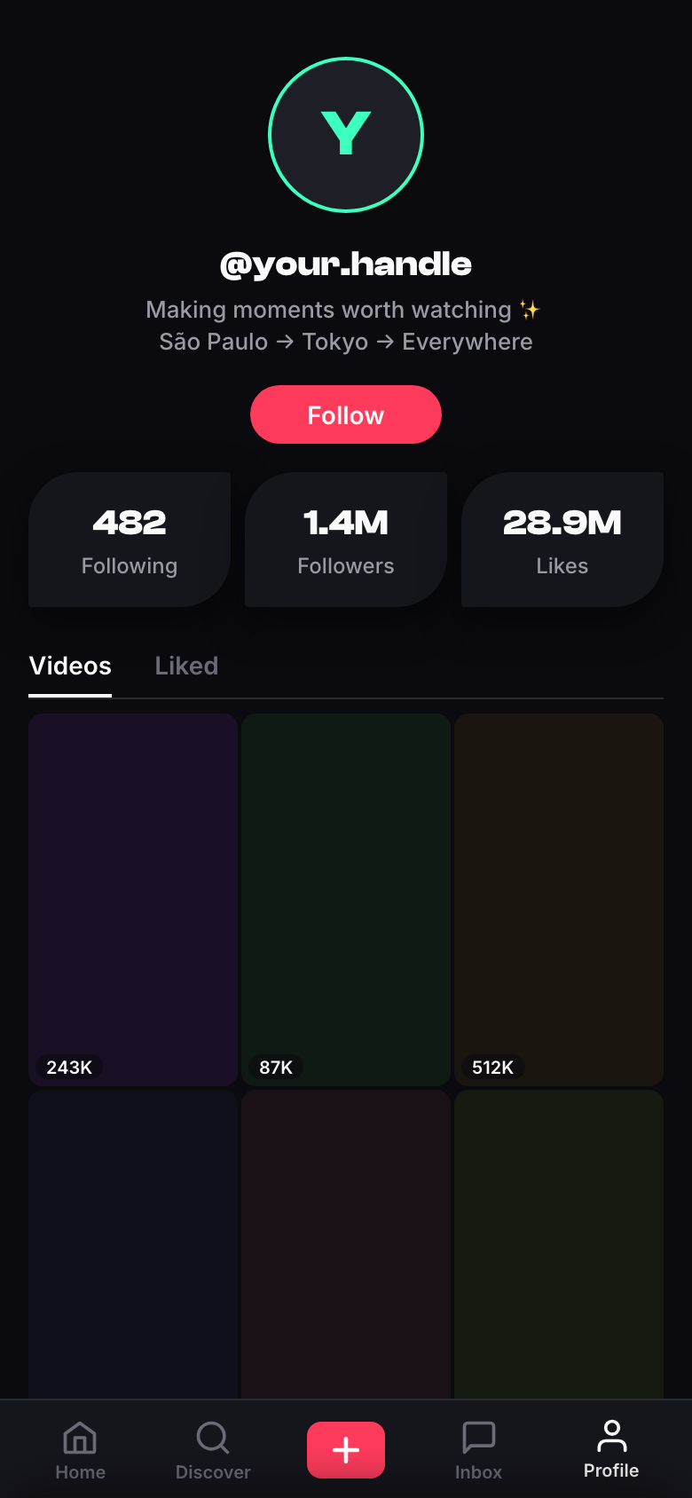 Generated app profile view after automated tab switch
